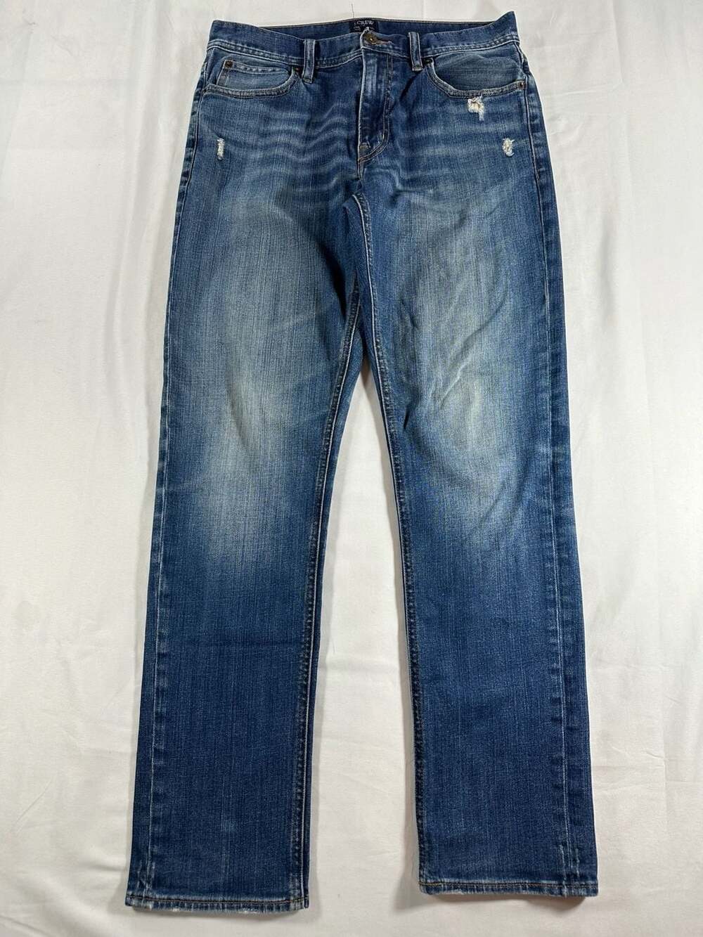 J.Crew The Sutton Men's Medium Wash Distressed Straight Leg Jeans